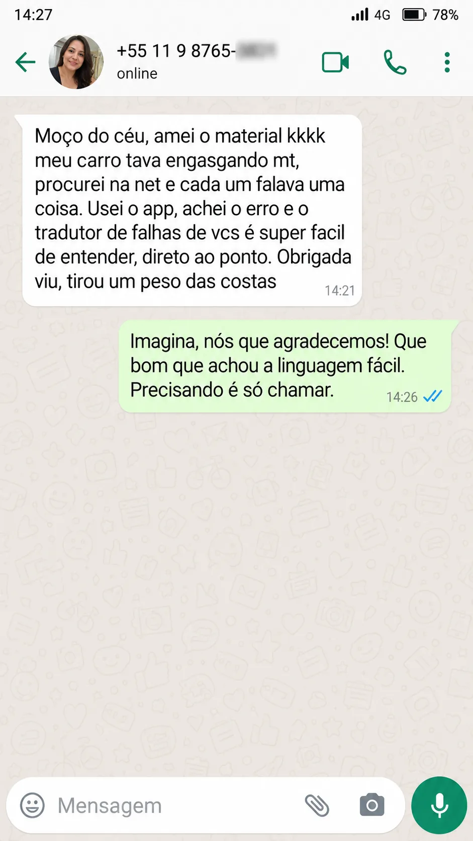 Depoimento real de cliente
